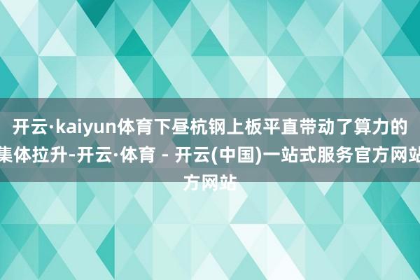 开云·kaiyun体育下昼杭钢上板平直带动了算力的集体拉升-开云·体育 - 开云(中国)一站式服务官方网站