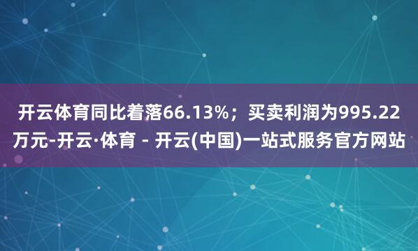 开云体育同比着落66.13%；买卖利润为995.22万元-开