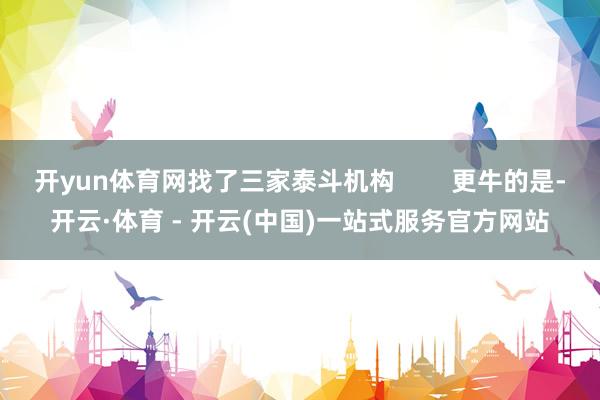 开yun体育网找了三家泰斗机构        更牛的是-开云·体育 - 开云(中国)一站式服务官方网站